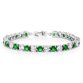 Sparkling Multi-Color Round Cubic Zirconia CZ Women's Tennis Bracelet (7.50 cttw, 7 Inch), White and Green