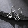 Hollow Paw Print Dangle Stainless Steel Small Hoop Earrings for