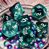 Galaxy Dice Set| Dark Green Mix Cyan Crystal DND Dice