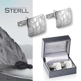 Stylish Solid Silver Cufflinks For Men With Modern Chevron Design