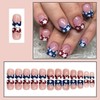 French Tip Fake Nails 4th of July Press on Nails