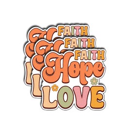 (3Pcs) Faith Hope Love Sticker Christian God Cristianos Cross Bible Decorate Waterproof Vinyl Water Bottle Tumbler Books Phone Laptops Sticker Gifts for Love Jesus Decals 3 Inch