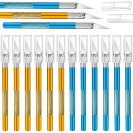 15 Pack Exacto Knife Set, Hobby Knife, Back to School Supplies Craft Knifes Kit for Art, Carving, DIY, Scrapbooking, Art, Cutting, Stencil(Gold and Blue)