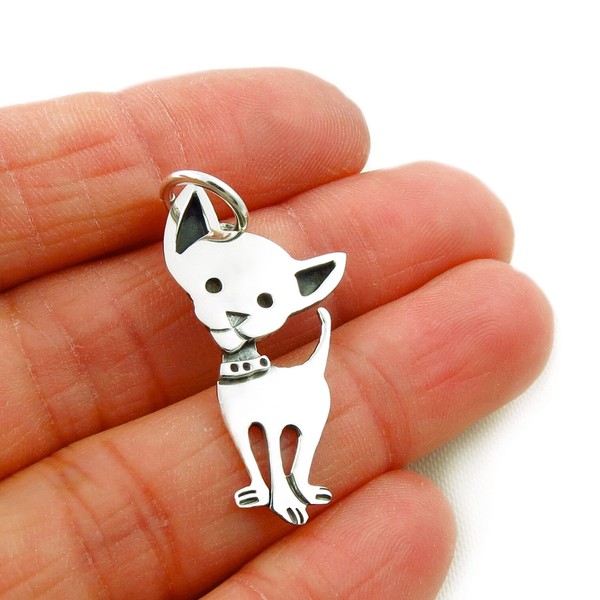Chihuahua Dog 925 Sterling Silver Animal Pendant