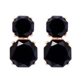 fxmimior - arete bohemios de moda para mujer, con diamantes de imitación negros completos y brillantes, aretes colgantes simples de color negro, para novia, boda, fiesta, graduación, sexy, para mujer, Diamantes de imitación, Diamante de imitación