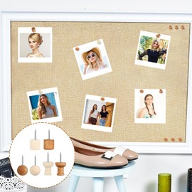 AOZUO Pack of 150 Wooden Push Pins, 2 cm Pushpins, Pin Board Pins, Wooden Drawing Pins with Storage Box for Bulletin Board, Office, School, Home, World Map, Photos, Office Supplies