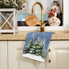 Green Christmas Tree Kitchen Towels Set of 2,Snowman Snowflake Star