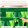21Ft Gradient Green Sequin Table Skirt for Rectangle Tables,Hawaiian Ruffled