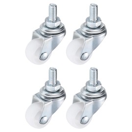 PATIKIL 1 Inch Stem Casters, 4 Pack Wire Shelf Caster Wheels Threaded Swivel Stem Wheels Wire Shelving for Rolling Cart Cart Wheels Furniture Replacement, White