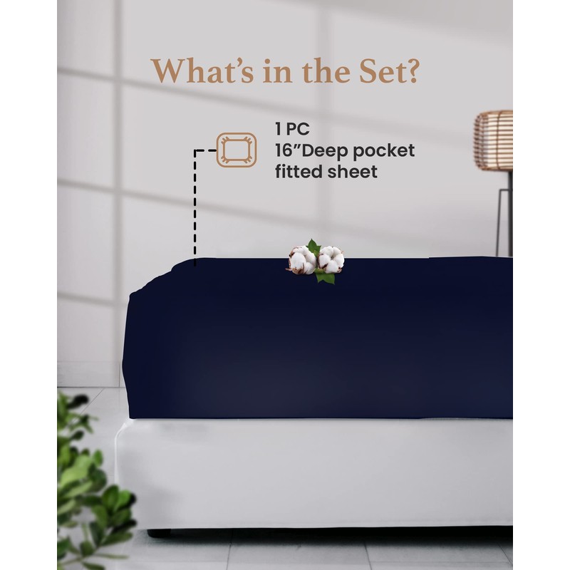 1000 TC Egyptian Cotton Fitted Sheet, 1 Pc Fitted Sheets