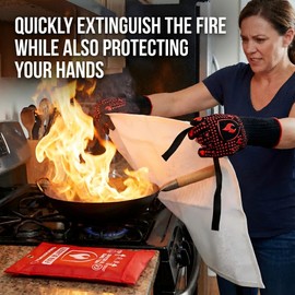 IGNISGUARD Fire Blankets Emergency for Home, 4 Pack 40"x40", Fiberglass Emergency Fire Blanket for Home and Kitchen, RV, Fireplace, Camping, Grill, Office, Warehouse