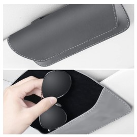 ruiya Improved 2022 Daihatsu Move Canvas/Tanto Fan Cloth Exclusive Sunglasses Holder Sunglasses Holder Glasses Case Storage, Durable, Easy Installation, ETC Card Holder, Custom Parts (Gray, PU