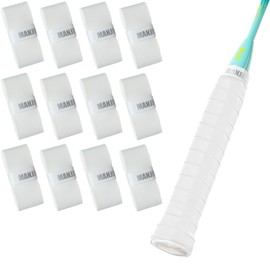 MANJHONG Tennis Grip Tape - Pack of 6/12 - Anti Slip & Soft Racket Overgrip for Badminton, Squash, Pickleball Paddles, White 12 Pack