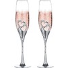 ukgiftstoreonline Double Heart Wedding Champagne Flute with Sparkling Crystals
