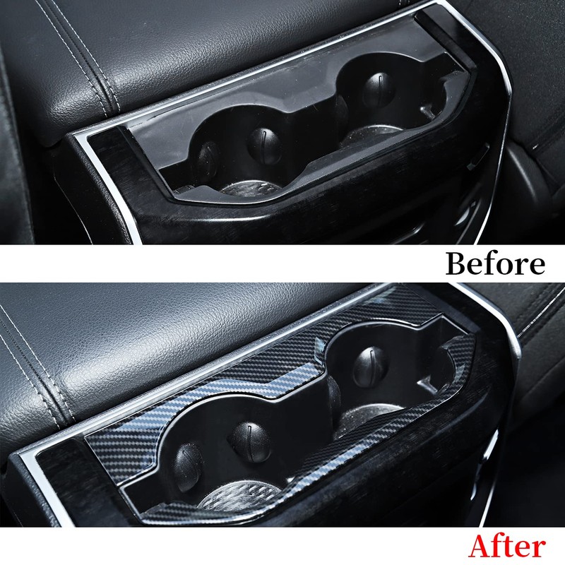 SQQP Center Console Rear Cup Holder Trim Cover, ABS Interior