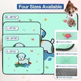 Washable Pee Pads for Dogs,2 Pack Reusable Puppy Pads,Absorbent & Leak-Proof Dog Potty Training Pads, Non Slip Training Mats Suitable for Puppy Potty,Rabbit Pen ,Guinea Pig Enclosure (Blue,M:34:30")