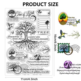 CHGCRAFT Vintage Tree Transparent Stamp Plants Transparent Silicon Stamp Craft Cards Photo Album Decoration Relief Paper Craft Made DIY Clipbook 4.3 x 6.3 Inches