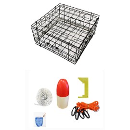 KUFA Vinyl Coated Crab Trap & Accessory kit (100' Non-Lead Sinking line,Caliper,Harness,Bait Bag & 14" Float) S60+CAS3