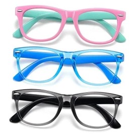Does Not Apply  Blue Light Glasses for Kids 3 Pack Blue Light Grey Black+pink Green+blue Clear