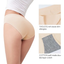 FallSweet No Show Underwear for Women Seamless High Cut Briefs Mid-waist Soft No Panty Lines,Pack of 5 (5pack-Beige, Medium)