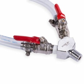 TAPCRAFT -CO2 Y Splitter for Draft Beer Regulator with 5 Foot Air Lines Chrome Plated - CO2 Tubing - Gas Line for Draft Beer