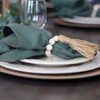 LuckyShe Napkin Rings Farmhouse Natural White Wooden Beads Tassels,Set of