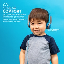 JLab JBuddies - Auriculares plegables con cable para niños Gen 2, azul/gris, aislamiento de ruido, seguros para niños, auriculares limitadores de volumen, auriculares para niños a partir de 2 años