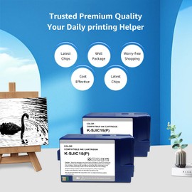 Yongairuink SJIC15P Tricolour Ink Cartridge Compatible with Eps TM C3400 TM C610 TM-C3400-LT printers (2 Pack)