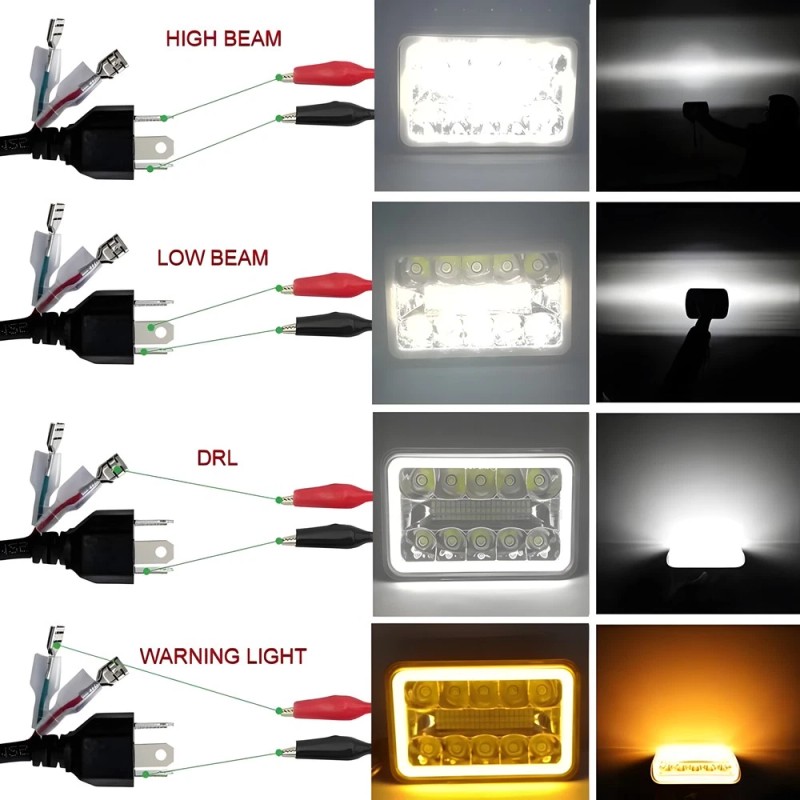BRICOLOGHT 4x For Ford Mustang 1979-1986 DOT 4x6" Square LED