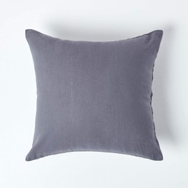 HOMESCAPES Linen cushion cover, dark grey, 40 x 80 cm, half linen cushion cover zip, 60% linen and 40% cotton