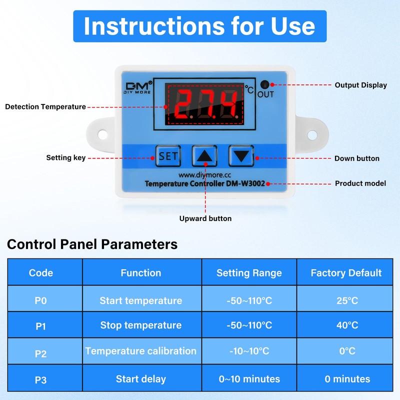 diymore Digital Temperature Controller AC 110V-220V Microcomputer Thermostat Controller Switching