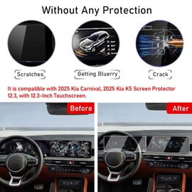 TTCR-II Compatible with 2025 Kia K5 Screen Protector Tempered Glass 12.3 Inch, for 2025 Kia Carnival Navigation Display and Instrument Cluster (Not for K5 GT Line)