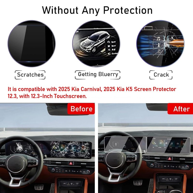 TTCR-II Compatible with 2025 Kia K5 Screen Protector Tempered Glass