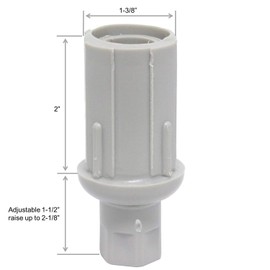 Leyso Set of 4 Plastic Bullet Foot 1” Adjustable for Stainless Steel 1-⅝” O.D. Tubing (Plastic)