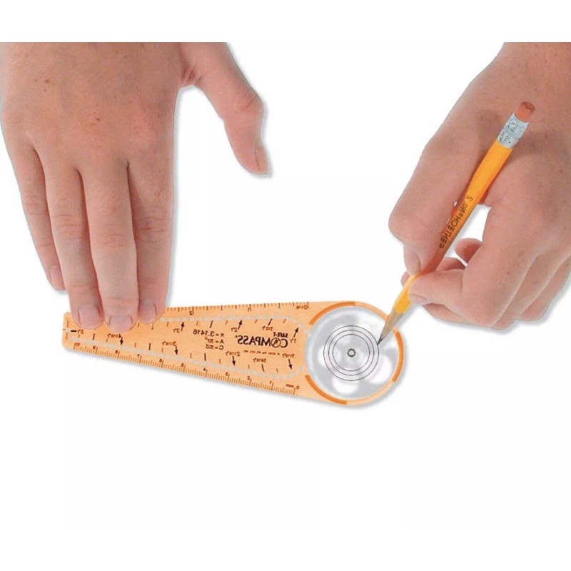 Safe-T Inch and Metric Calibrated Rule Compass (No Sharp Points)