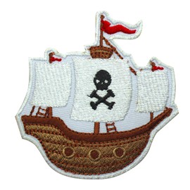 Kids Pirates Patch, Pirates Ship Patch, Cartoon Patch, Applique, Kids Rhymes Patch Embroidered Iron on Sew on Patch Badge for Clothes etc.8x7.5cm