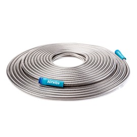 Aqua Joe AJSGH100 1/2-Inch Heavy-Duty, Puncture Proof Kink-Free, Spiral Constructed 304-Stainless Steel Metal, Garden Hose, 100-Foot