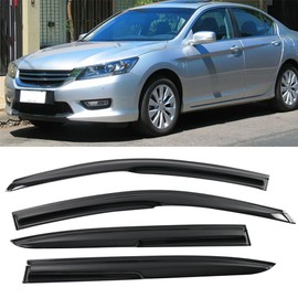 IKON MOTORSPORTS Window Visors Compatible with 2013-2017 Honda Accord 9th Gen Sedan Only, Acrylic Smoked JDM Stick On External Wind Deflectors, 2014 2015 2016