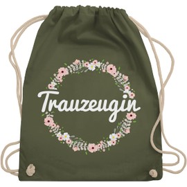 Shirtracer - Gym Bag Backpack - JGA Stag Night Women - Maid of Honor - Flower Wreath, 10 Green (Olive Green), Unit size