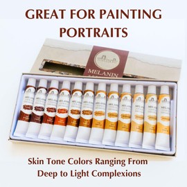 STAPLEDON ARTS - Melanin Series Acrylic Paints: 12 Inclusive Skin Tone Colors, Creamy Matte Finish, for Crafts, Canvas, or Model Painting, Great for Portraits, Young & Emerging Artists, Dries Quickly, Student Grade Quality