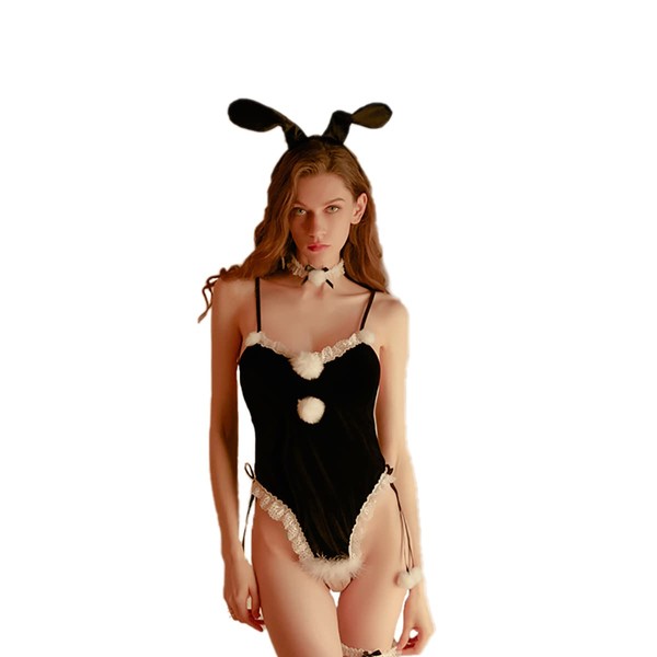 SNOMYRS Women's Bunny Lingerie Anime Role Senpai Cosplay Costume Naughty Rabbit Role Play Outfit with Bunny Ears Bodysuit