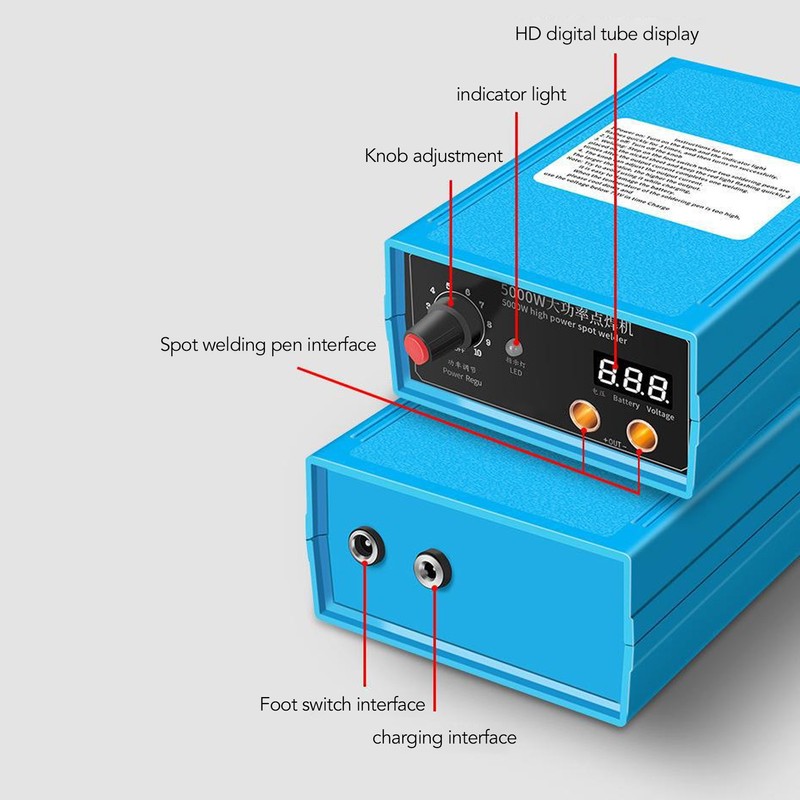 Spot Welder 5000W Handheld Copper Needle Digital Tube Display Battery
