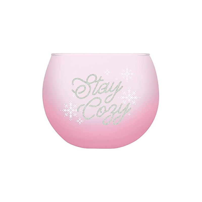 Slant Collections Holiday Roly Poly Cocktail Glass, 13-Ounce, Stay Cozy