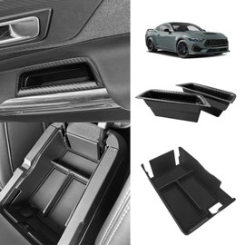 Muslogy Center Console Organizer Door Handle Storage Box Compatible with Ford Mustang 2024 Interior Organizer Console Compartment Divider Door Side Insert Tray 3PCS Set (Black)