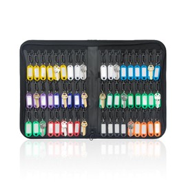 Uniclife Portable Zippered Key Case Waterproof and Fireproof Key Organizer with 54 Colorful Key Tags and Hooks Key Storage Book for Offices Real Estate Agencies Hotels and Rental Management