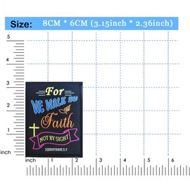 2Pcs Bible Verse Patches, for We Walk by Faith Not by Sight Embroideried Tactical Hook & Loop Patch for Vest Backpack Hat Clothes, Corinthians 5:7 Patch