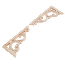 4pcs Carved Wood Corner Decal Wood Applique Furniture Decor Frame Home Decor Door Wall Corner Scandinavian European Furniture Decor Interior Material Unpainted