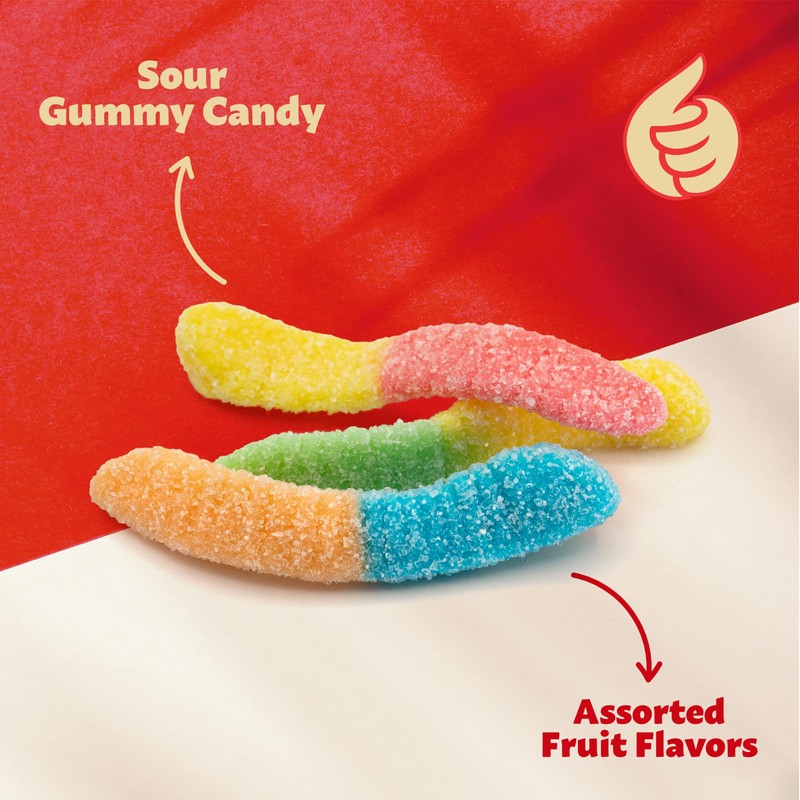 Neon Sour Gummy Worms | 2-Pound Pack | Assorted Fruit