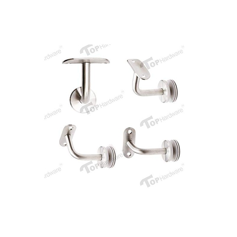 Stainless Steel Glass Mount Handrail Bracket for 1-5/8" OD Round