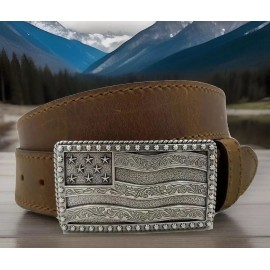 Justin FLYING HIGH Top Grain Leather Belt  Size 32 Made in USA C12685 NWT